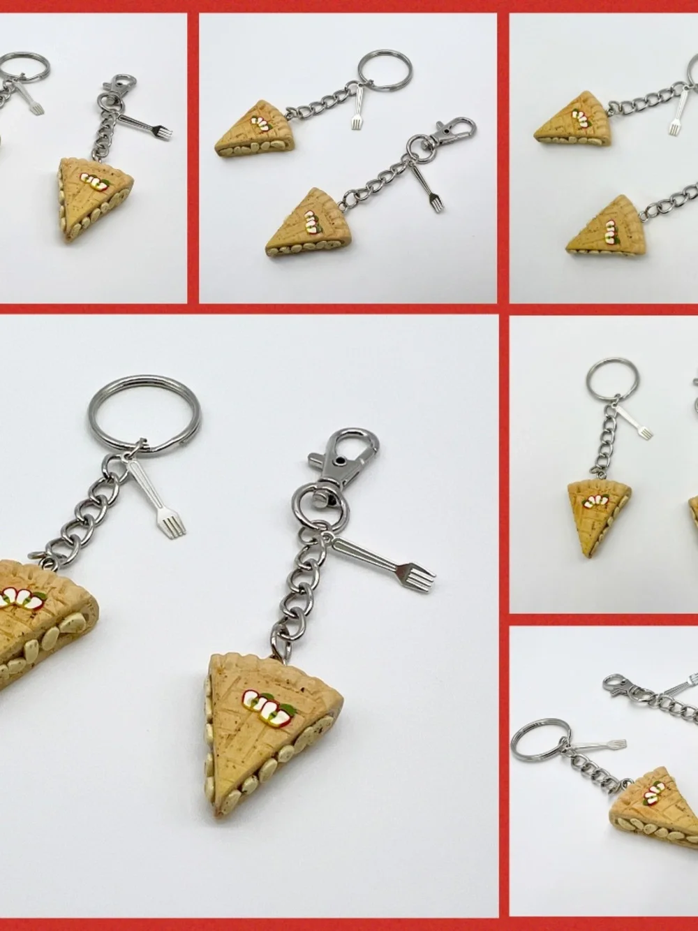 Pie Slice Keychain or Bag Clip | Handmade Dessert Accessories Multiple Flavors